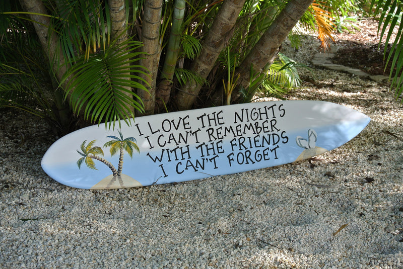 tropical decor for beach house, surfboard wood sign
