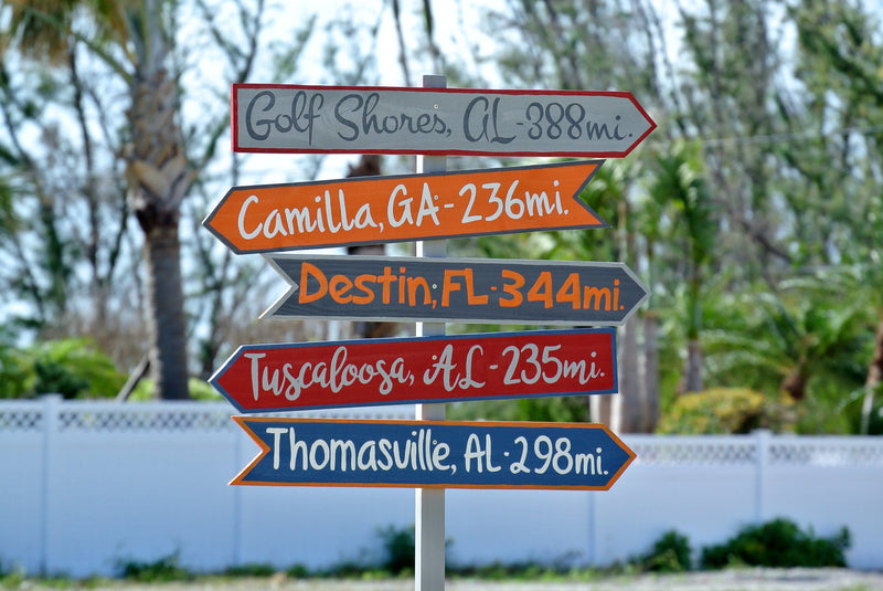 Family direction sign post for Backyard, Kids names and mileage directional for yard. Family gift for Christmas