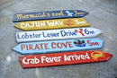 Pool deck decor. Rustic home bar directional signs. Restaurant wall decor.