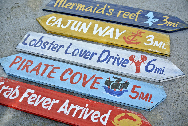 funny directional signs personalized with mileage and names, gift for mom and dad