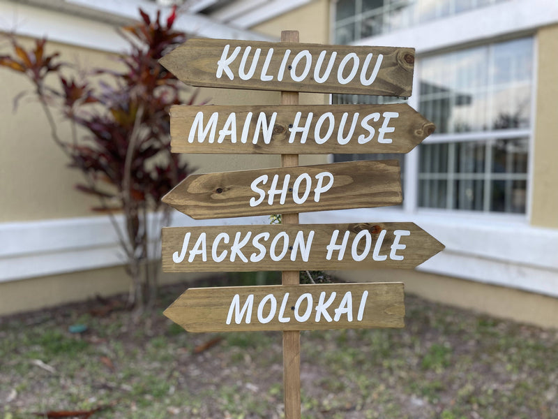 Cabin Directional Sign, Mileage Sign post. Boho decor outdoor. Direction sign wood