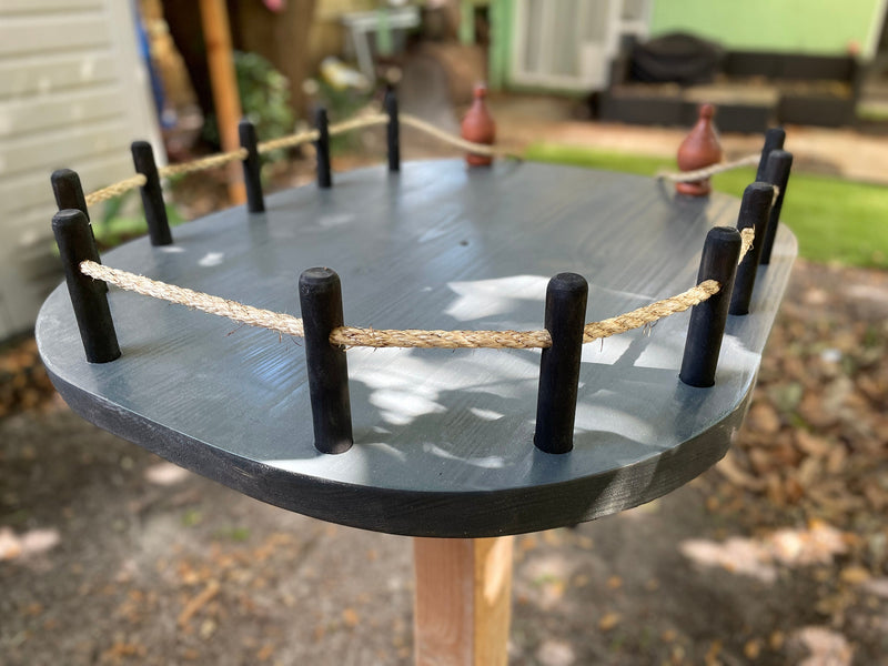 Bird feeder, Squirrel feeder play platform with rope ladder. Sakura Japanese style. House garden decor post. Pole not included