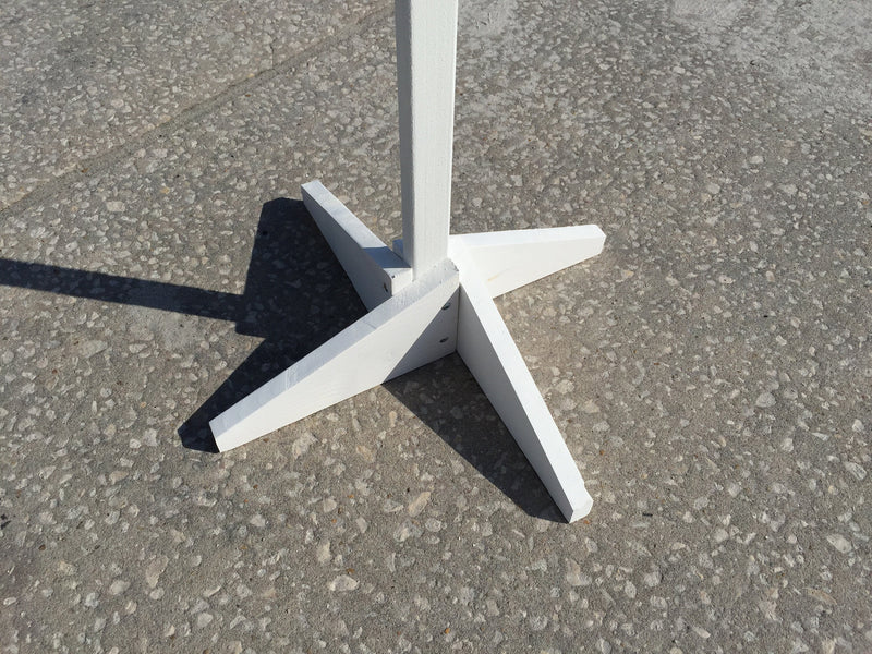 Directional sign free standing post, wooden self stand sign post base for direction signs.