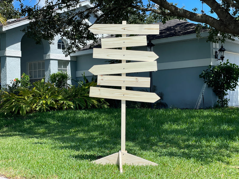 Blank directional sign post wood, DIY wooden arrow kit, Direction signpost self standing, Party event directional signs free standing