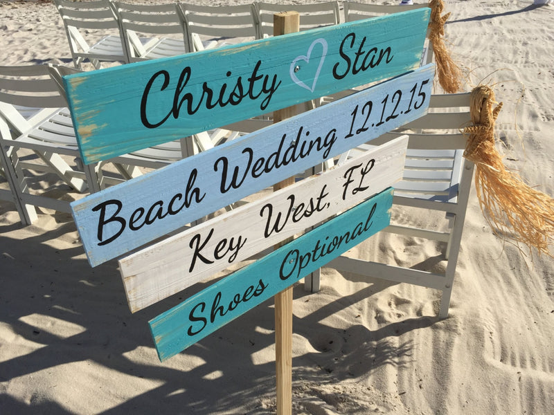 Beach Wedding sign. Shoes Optional Sign, Aqua wedding decor. Gift for couple