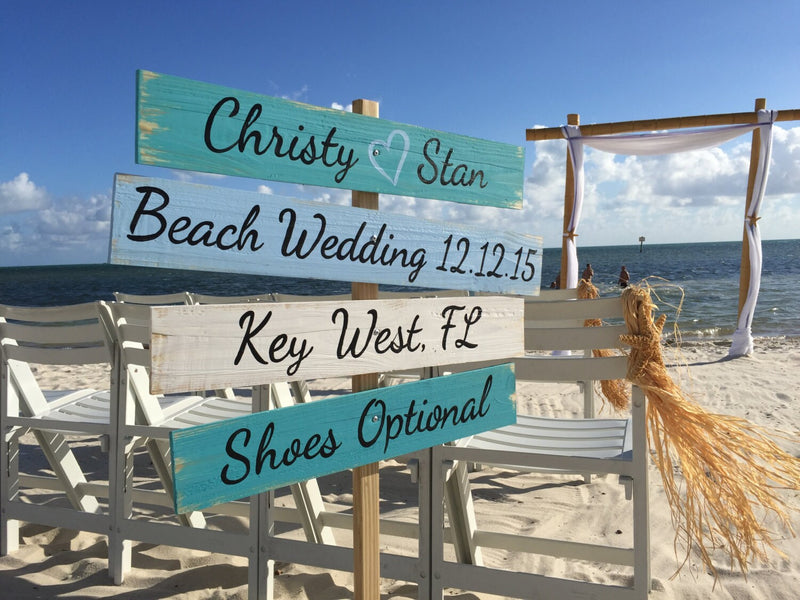 ocean wedding beach sign, shoes optional