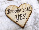 He asked She said yes Proposal signs hearts with names, Proposal gift ideas