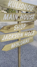 Cabin Directional Sign, Mileage Sign post. Boho decor outdoor. Direction sign wood