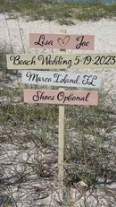 Wedding directional sign, Beach wedding decor and gift, Welcome sign for newlyweds wood with bride and groom names