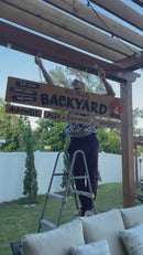 Personalized Family name sign Christmas gift. Backyard family sign with kids names. Outdoor decor for patio. Holiday gift for new home.