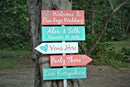 Coral welcome to our wedding direction sign with names, Beach wedding decor Vows Here, Party There, Love everywhere sign with heart