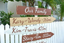 Personalized Family destination sign post outdoor. Garden decor wood directional sign. Gift for Mom Dad.