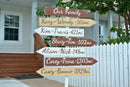 Personalized Family destination sign post outdoor. Garden decor wood directional sign. Gift for Mom Dad.