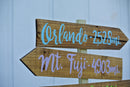 Party Directional Sign. Destination signpost Garden decor. Event decoration wood sign