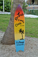 Personalized Surfboard decor. Outdoor surfboard wood sign. Christmas gift for mom dad. Gift for husband wife.