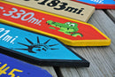 Funny Direction signs with mileage and family names, Outdoor wood directional signs for backyard. Gift for mom, dad