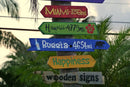 Funny Direction signs with mileage and family names, Outdoor wood directional signs for backyard. Gift for mom, dad