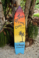 Personalized Surfboard decor. Outdoor surfboard wood sign. Christmas gift for mom dad. Gift for husband wife.
