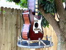 Guitar bird house garden decor wood. Large Guitar backyard decor. Bird feeder wood decorative. Gift for Musician guitar lovers.