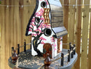 Large Wood Bird house with rope ladder Sakura tree, Japanese style. Bird feeder for outdoor garden decor.