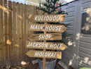 Cabin Directional Sign, Mileage Sign post. Boho decor outdoor. Direction sign wood