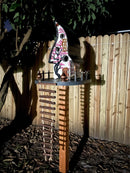 Birds house wooden, sakura tree decor, Japanize style, with rope leader,  custom made