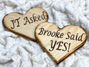 He asked She said yes Proposal signs hearts with names, Proposal gift ideas
