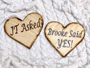 He asked She said yes Proposal signs hearts with names, Proposal gift ideas