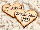 He asked She said yes Proposal signs hearts with names, Proposal gift ideas