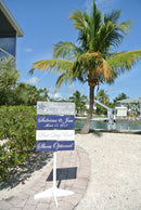 Directional sign free standing post, wooden self stand sign post base for direction signs.