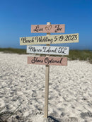 Wedding directional sign, Beach wedding decor and gift, Welcome sign for newlyweds wood with bride and groom names