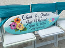 Beach Wedding Decor, Wedding surfboard Sign Hibiscus, Just Married Sign for couple. Gift Idea, Surfboard Wood Sign.